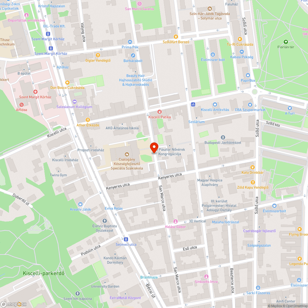 Kátyú a San Marco utcában bejelentés helye