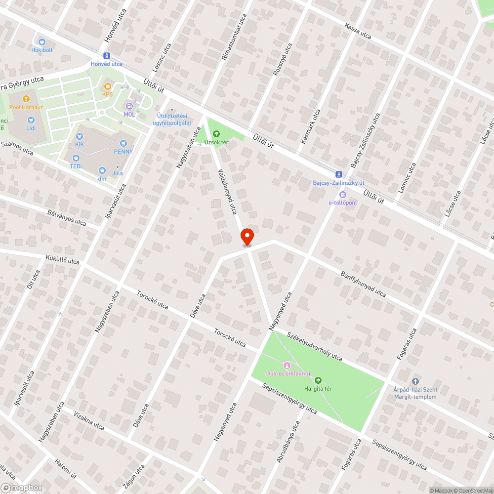 XVIII. kerület Vajdahunyad utca és környéke közvilágítása bejelentés helye