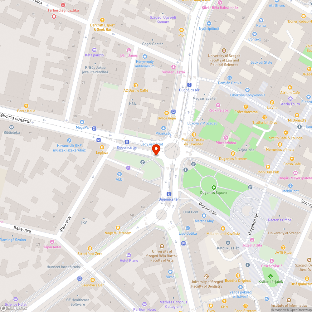 Kapcsolószekrény maradvány - Dugonics tér, körforgalom mellett bejelentés helye