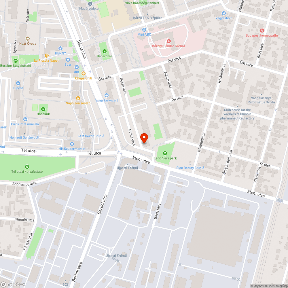 Úttest bejelentés helye