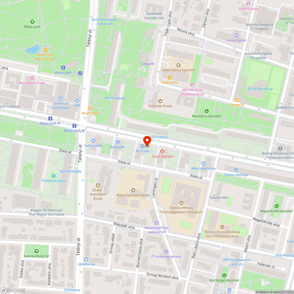 Megtépázott fa az Etele út 32. tövében bejelentés helye