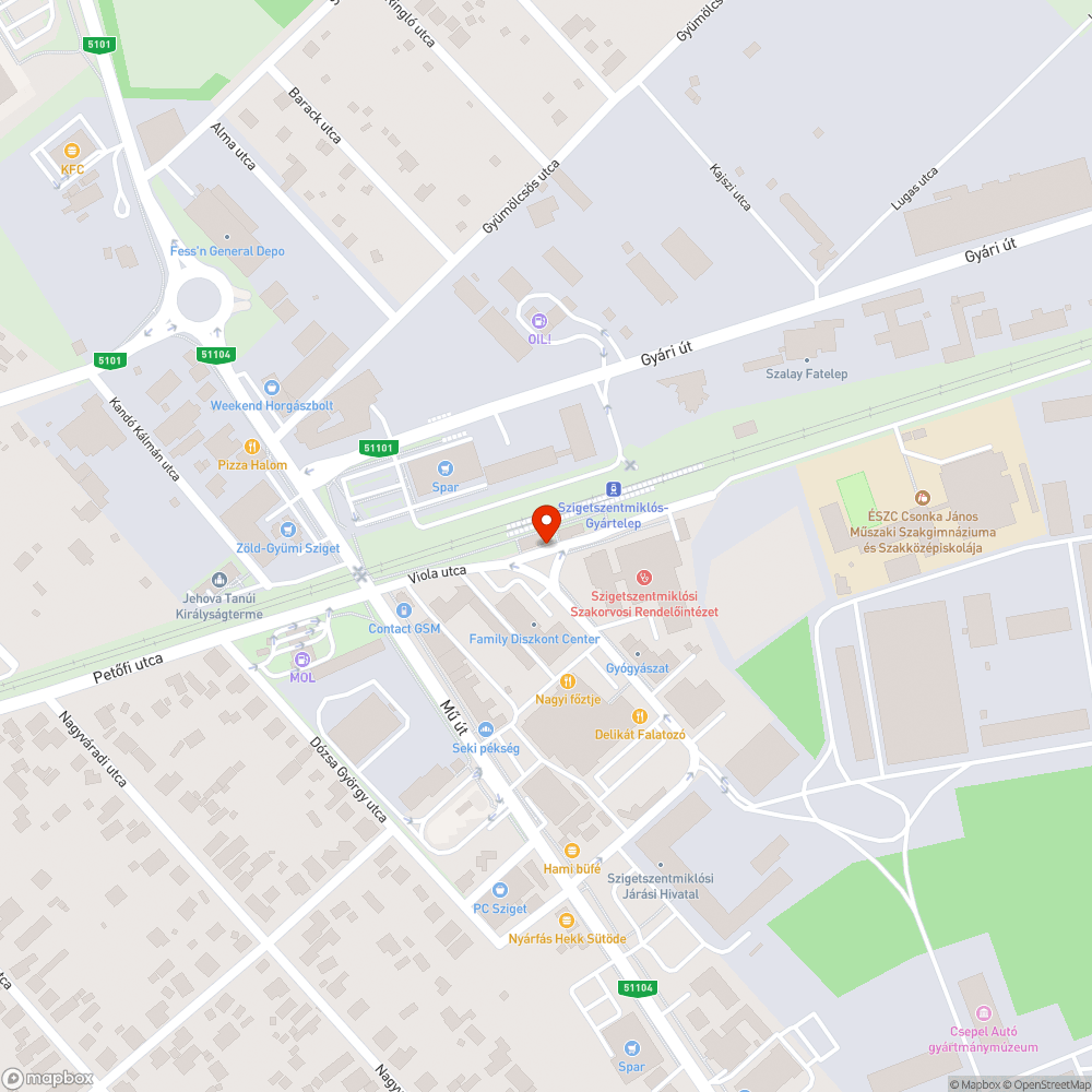 Gyártelepi szemetes megálló bejelentés helye