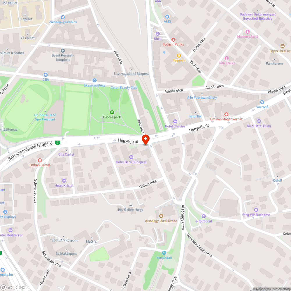 Törött gyalogátkelőhely jelzőgomb bejelentés helye