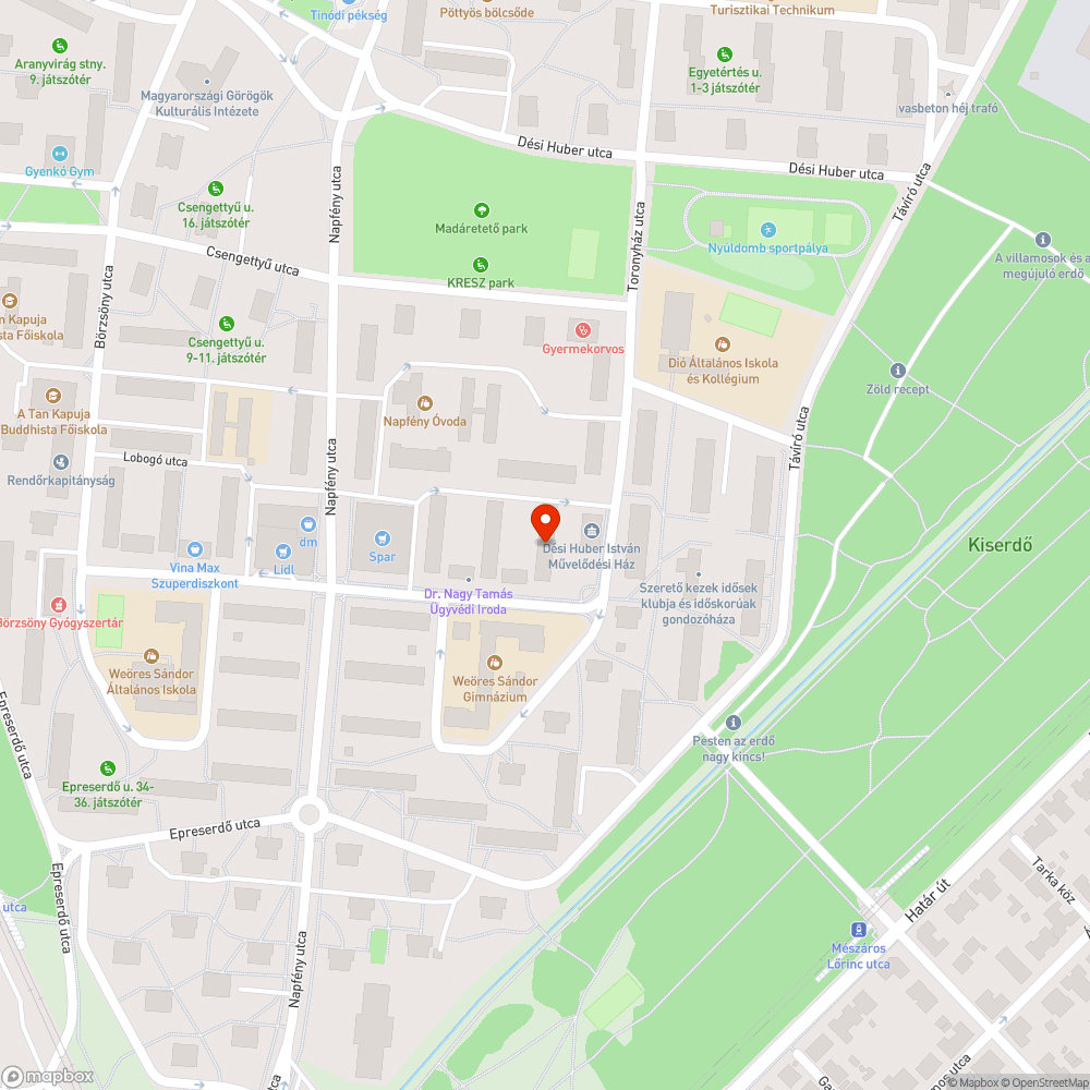 Törött pad bejelentés helye