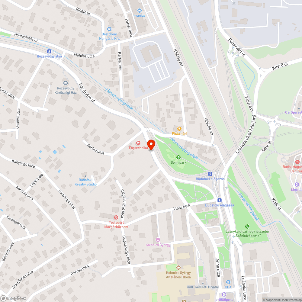 Úthiba bejelentés helye