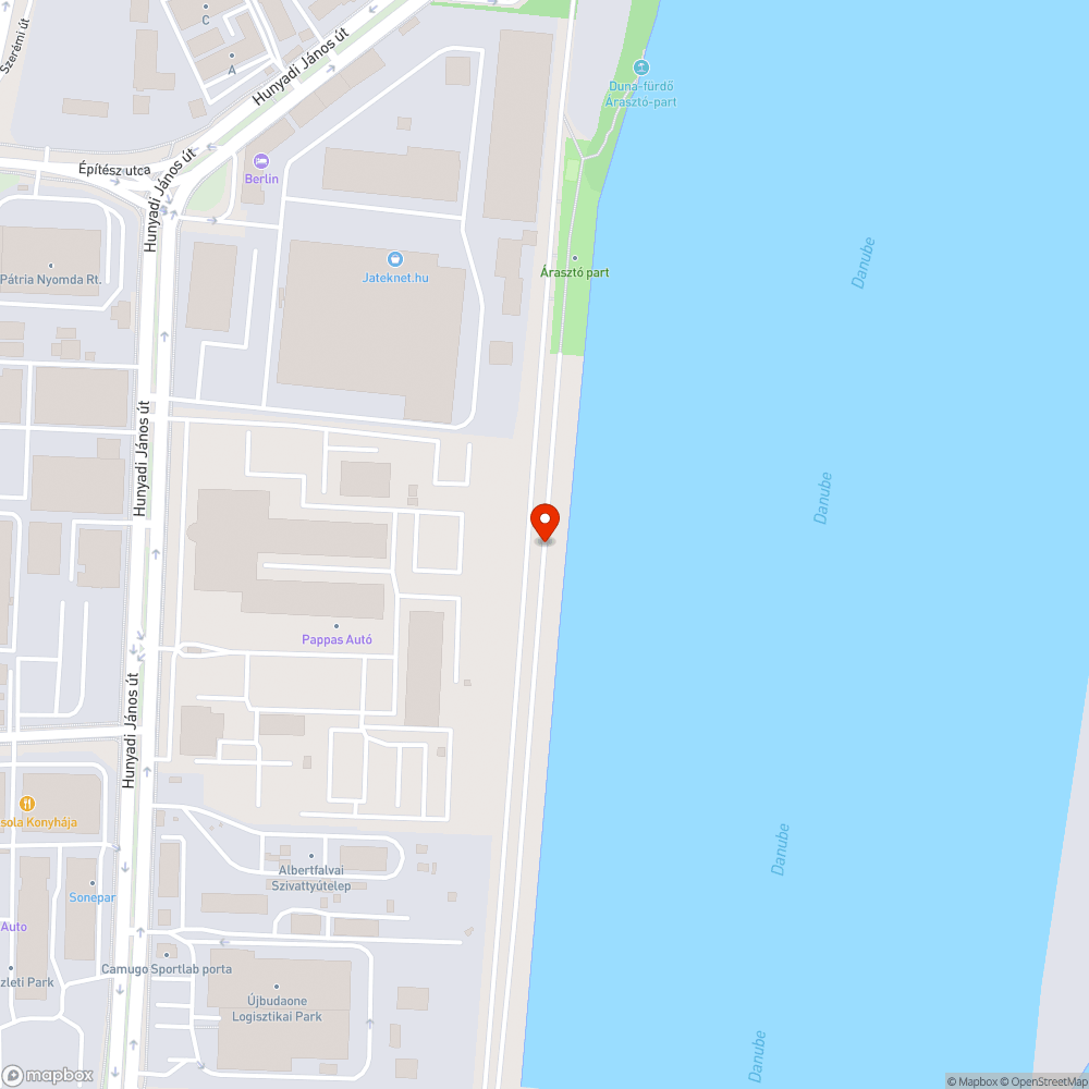 Zsákosszemét Dunaparton bejelentés helye