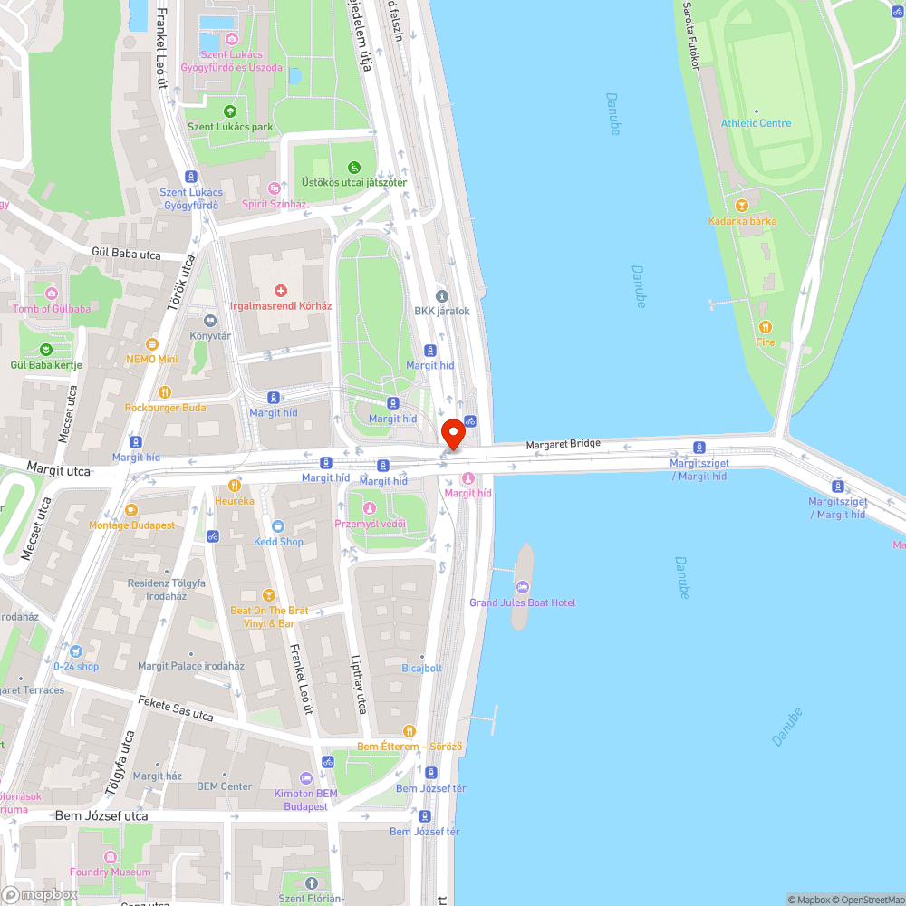 Besüllyedt víznyelőrács a Margit híd alatti sávban bejelentés helye