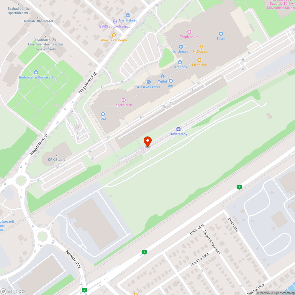 Budatétényi vonatállomás szemetese bejelentés helye