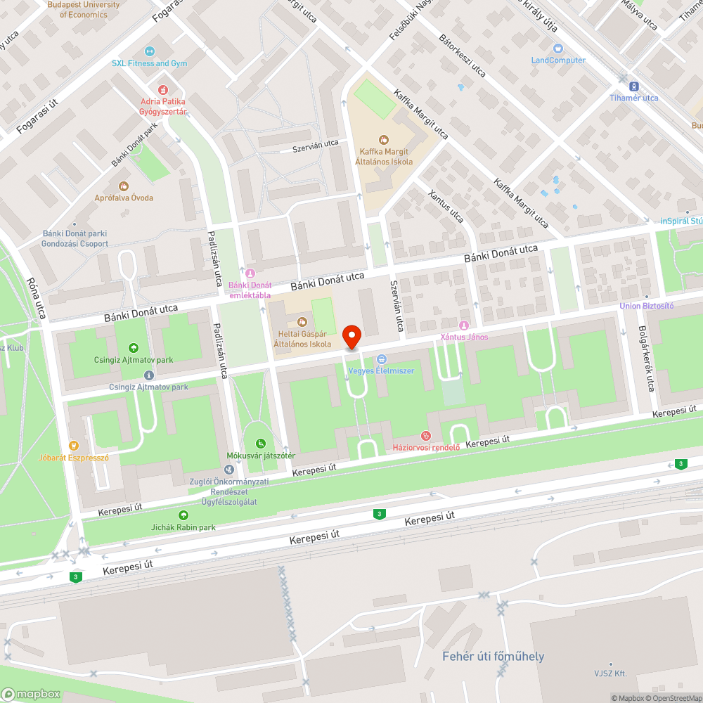 Törött pad bejelentés helye