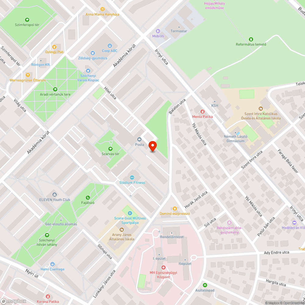 Úthiba bejelentés helye