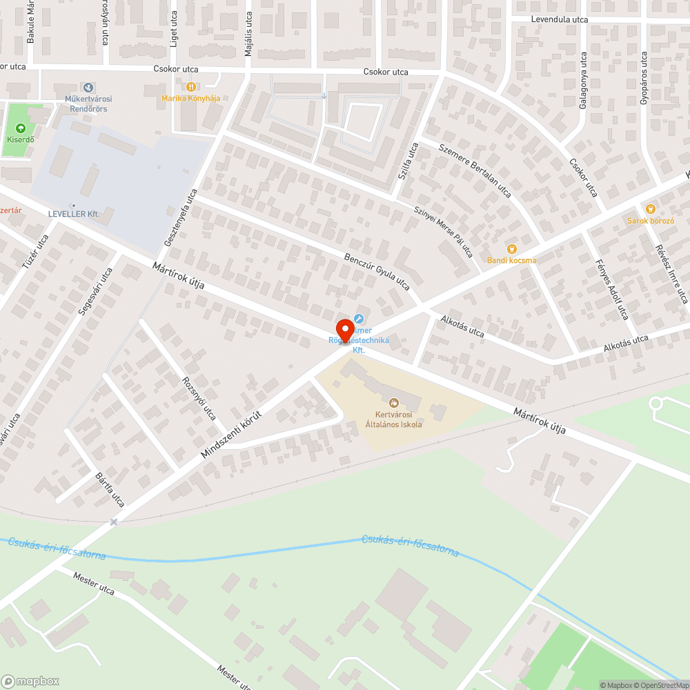 Szemetes és gazos árkok a Mártírok útján bejelentés helye