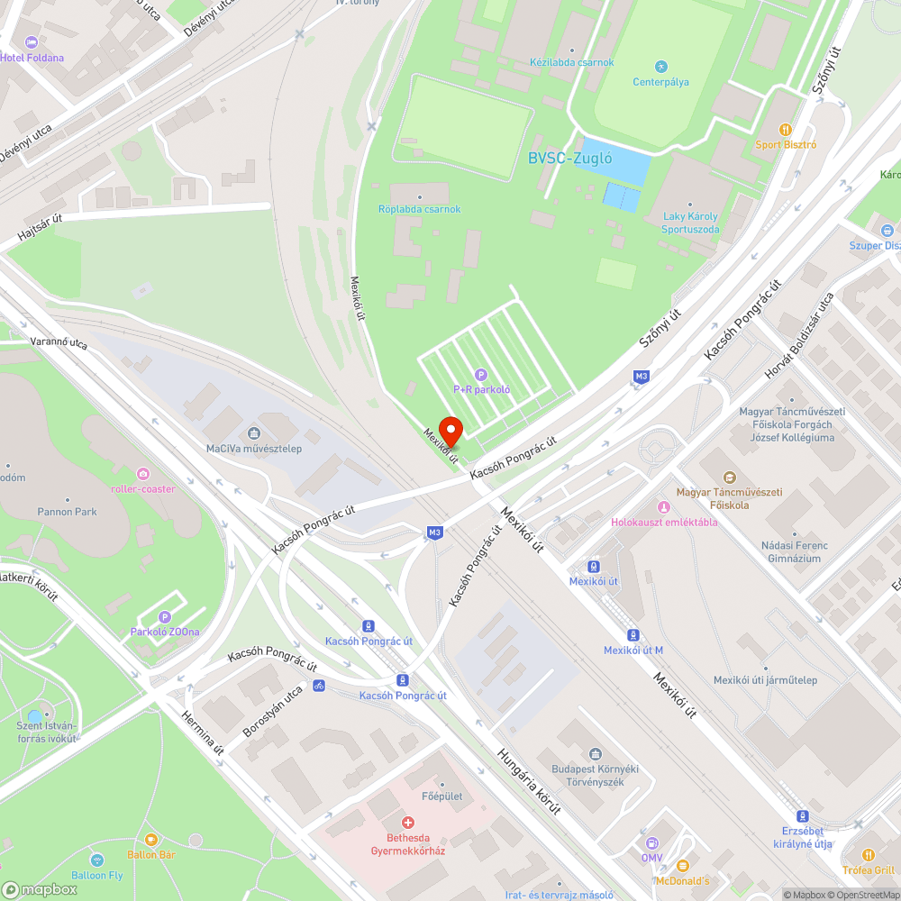 Mexikói út szétvert autó bejelentés helye