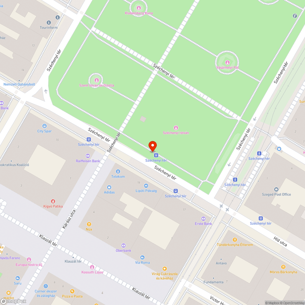 Járdahiba - Széchenyi tér, buszmegálló bejelentés helye