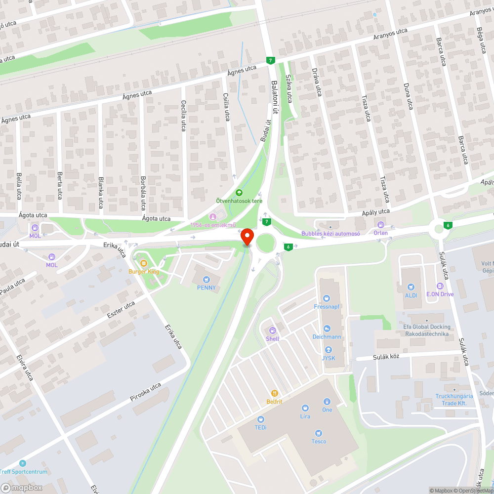 Érd, 6-os és 7-es út közös körforgalmában nem ég a közvilágítás bejelentés helye