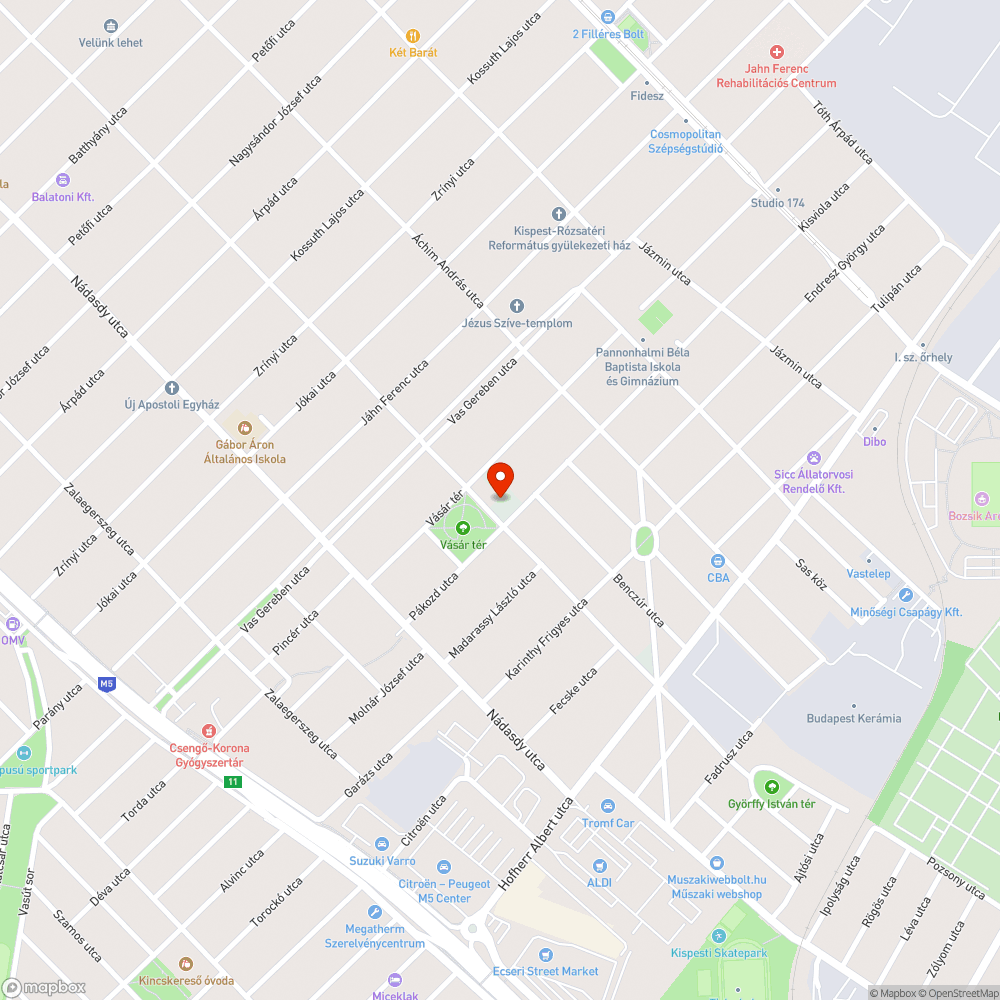 Sárga autó bejelentés helye