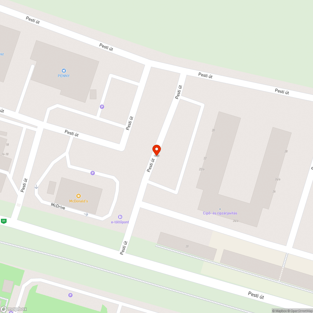 Kátyú a parkolóhelyek és az úttest között bejelentés helye