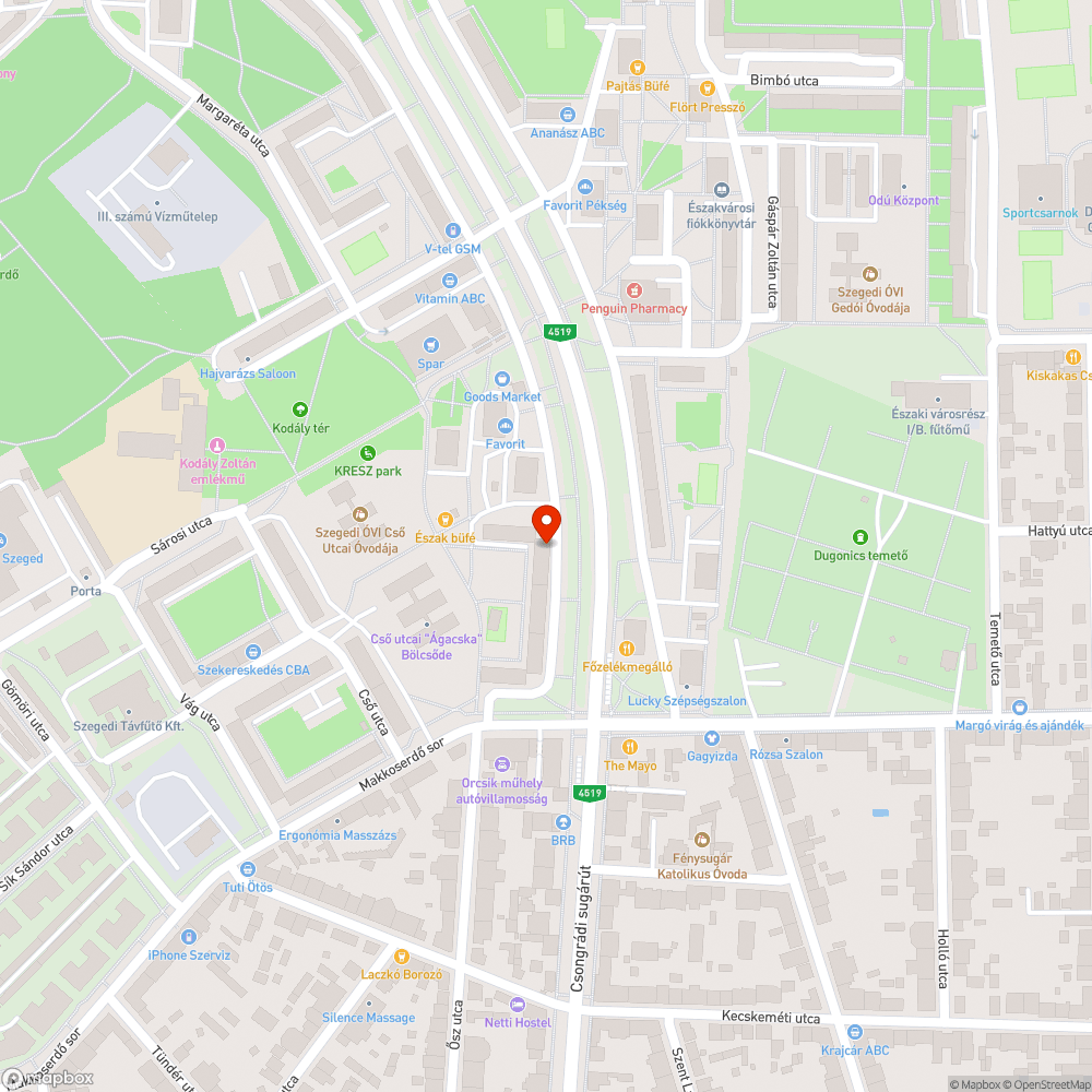 Kátyúk bejelentés helye