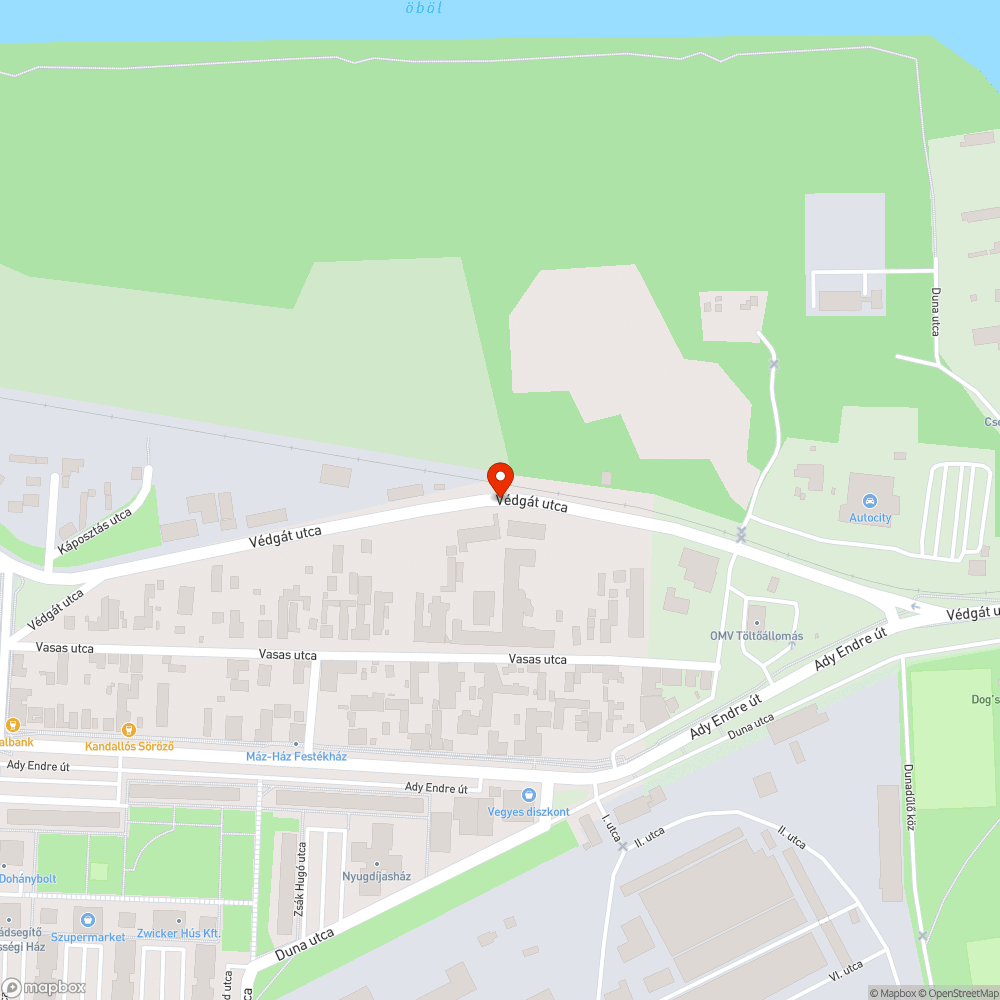 Védgát utca szemét (2.) bejelentés helye