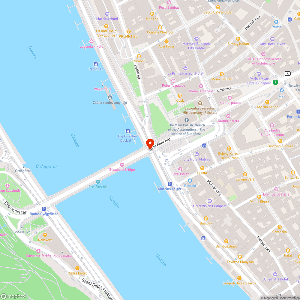 Erzsébet híd (Jane Haining rakpart) bejelentés helye