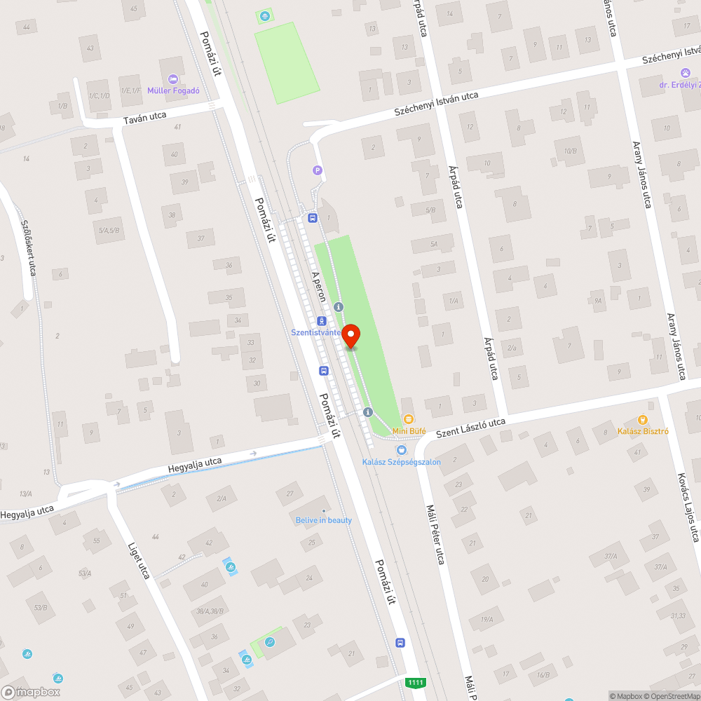 HÉV-megálló padja egyik léce hiányzik. bejelentés helye