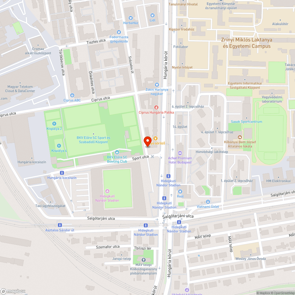 Elhagyott jármű bejelentés helye