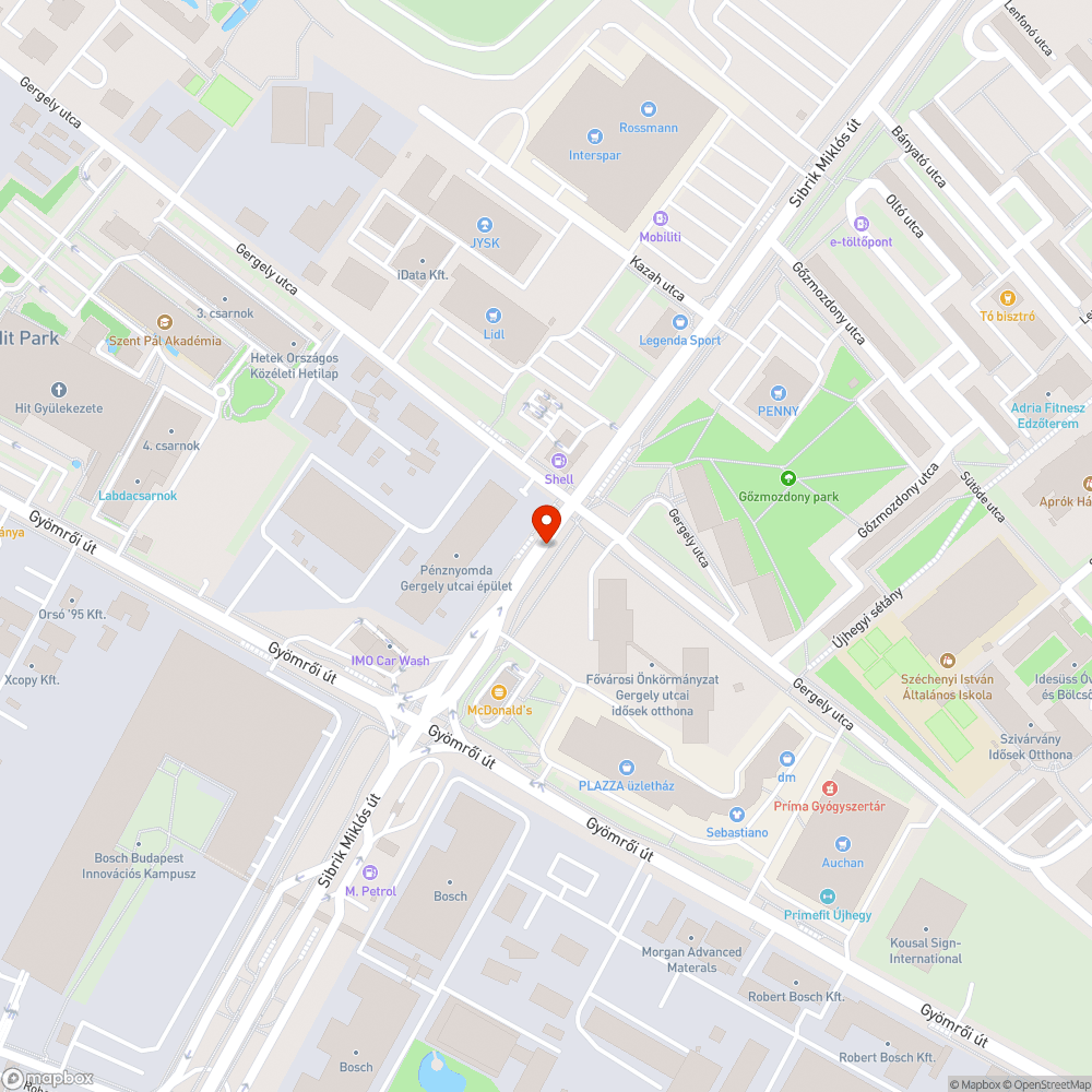 Sibrik Miklós úti útirány bejelentés helye