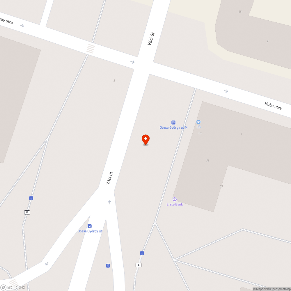 Váci út 33. BKK buszmegálló üvege betört bejelentés helye