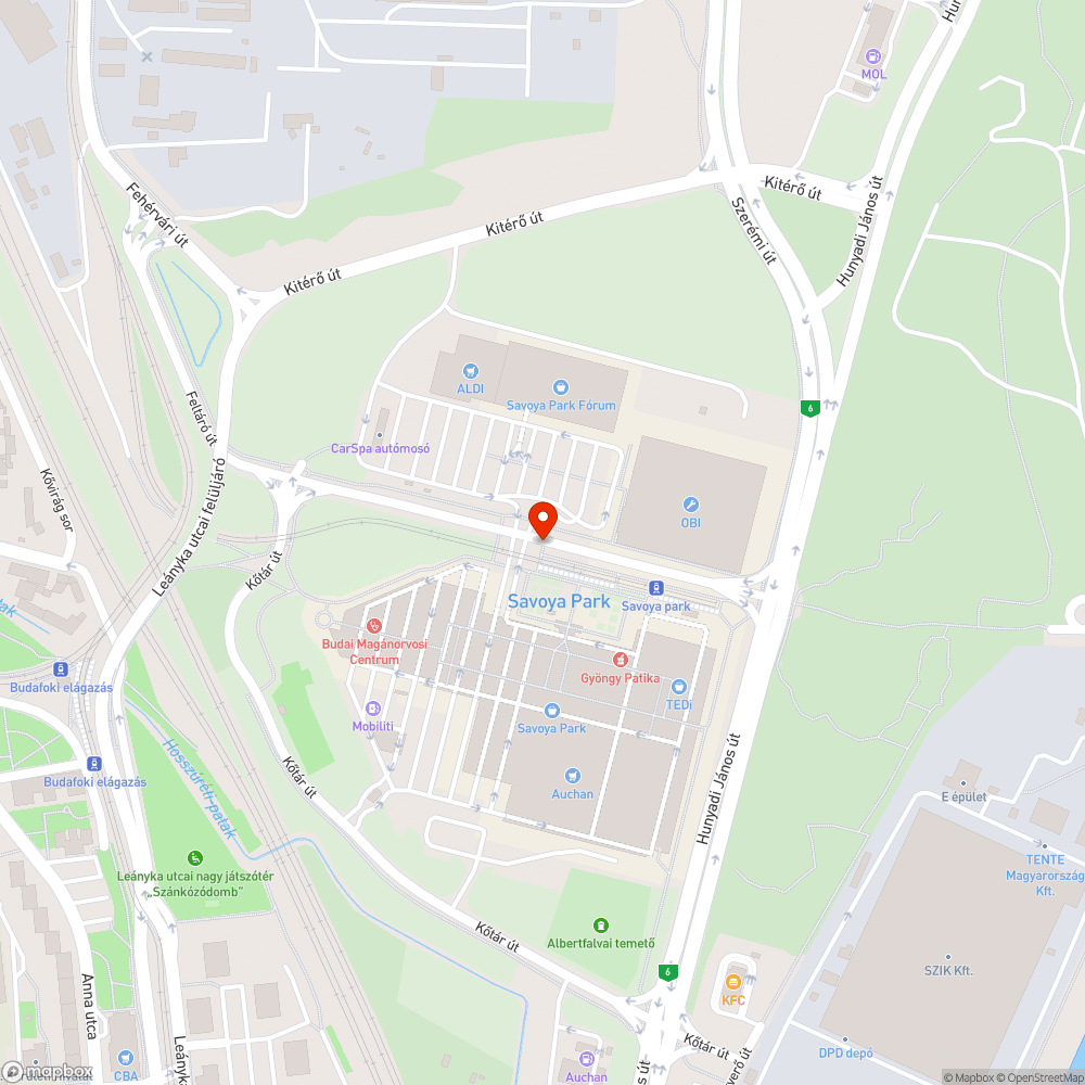 Furcsán működő lámpa a Savoya Parknál bejelentés helye