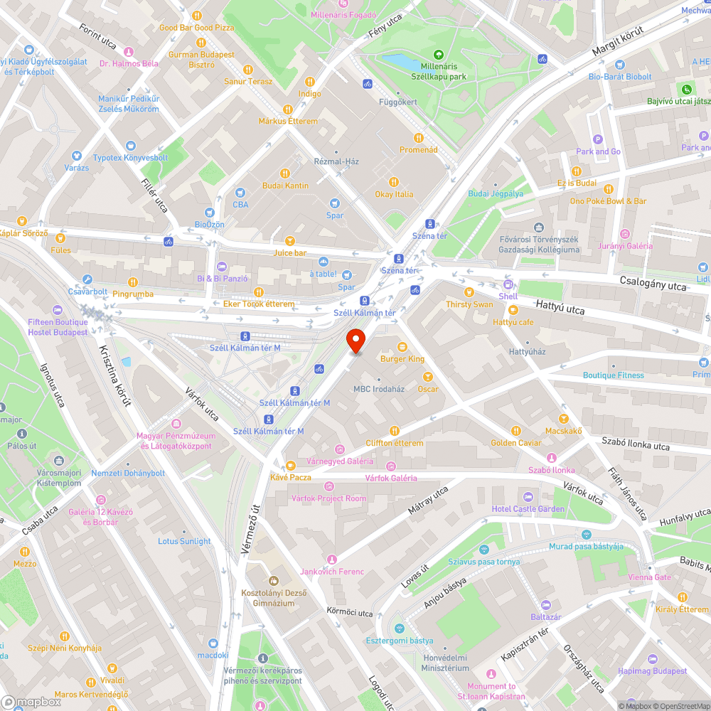 Vérmező út 4 besüllyedt aszfalt bejelentés helye