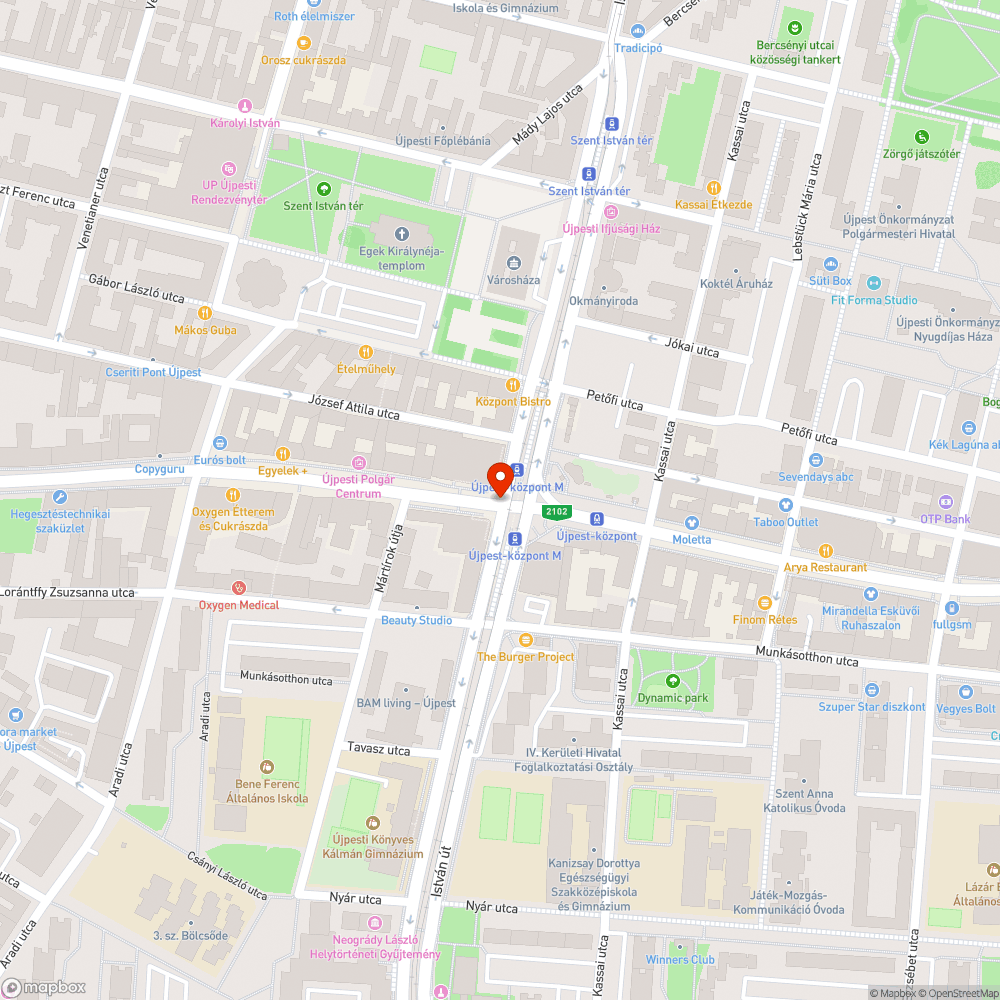 kátyúk Újpest-Központban az útkereszteződésnél bejelentés helye