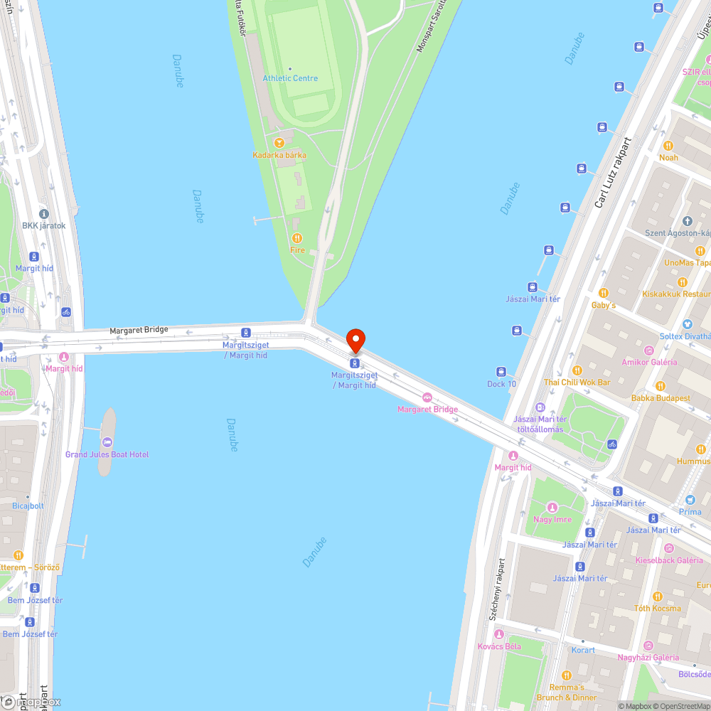 A Margit-szigeti bejutás a híd másik oldaláról bejelentés helye