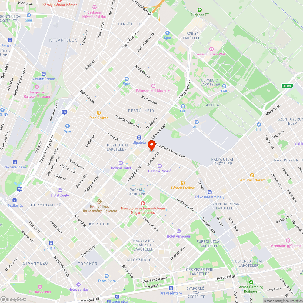 Kátyú az Öv utcában a Szugló utcai kereszteződésbél bejelentés helye