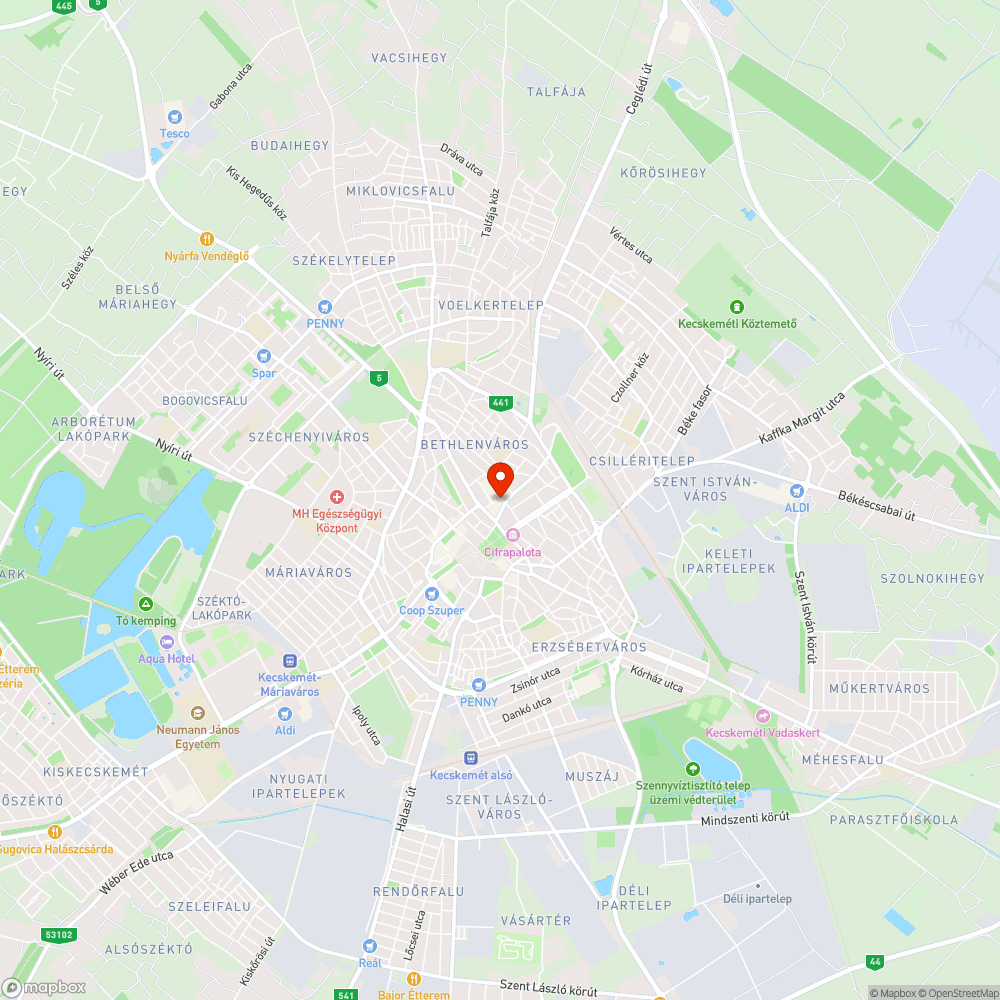 Kátyú a Piaccsarnoknál bejelentés helye