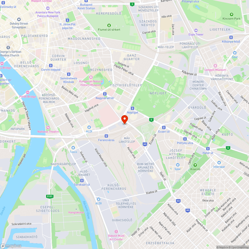 Gyáli út körút és sínek közötti részén nem működő közvilágítás bejelentés helye