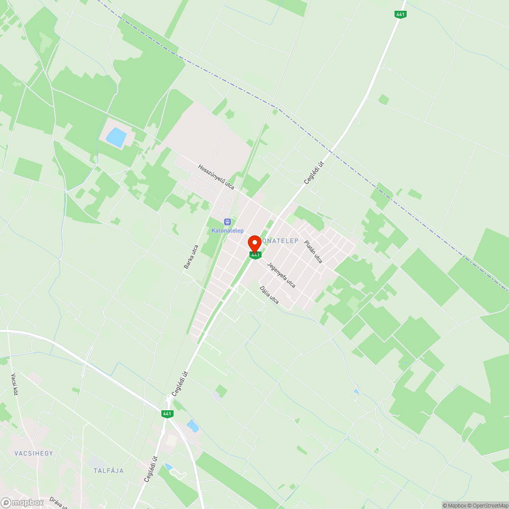 Kátyú a Szőlőskert utca - 441. főút sarkán bejelentés helye