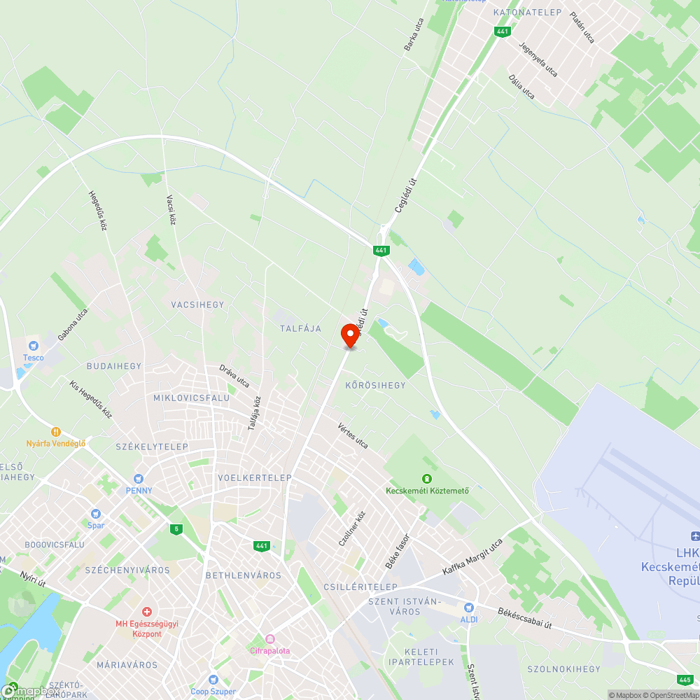 Burkolati hibák a Ceglédi út mentén futó kerékpárúton bejelentés helye