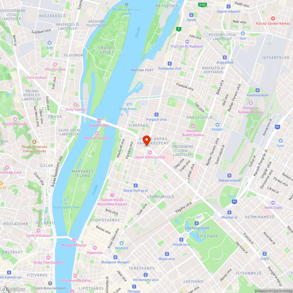 XIII. ker. Róbert Károly krt. járdasziget gyomos bejelentés helye