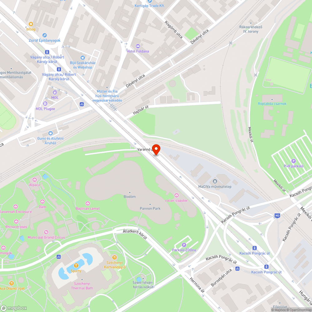 Róbert Károly - Hungária felüljáró kátyúk bejelentés helye