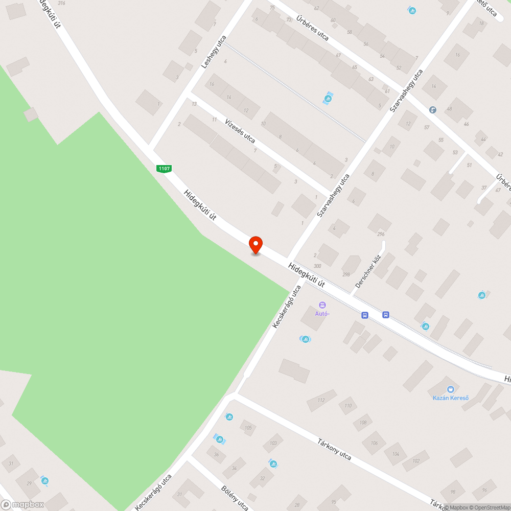 Autó a Hidegkúti út szélén bejelentés helye