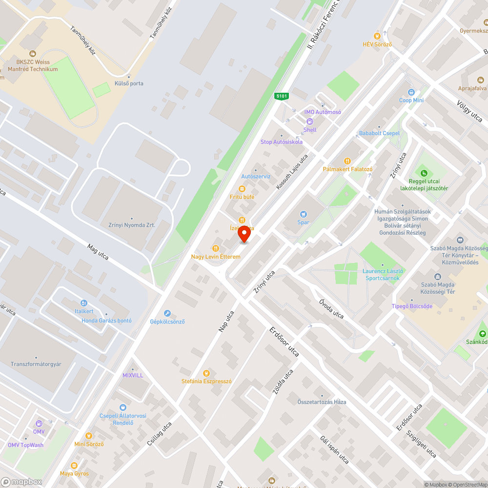 Veszélyes kátyú bejelentés helye