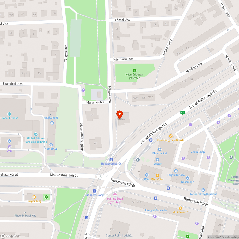 Leesett oszlopajtó - József A. sgt 136. bejelentés helye