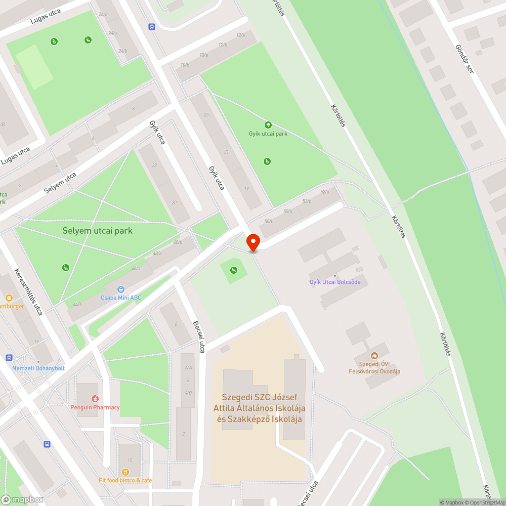 Felesleges vasszerkezet - Csaba u. 50. bejelentés helye