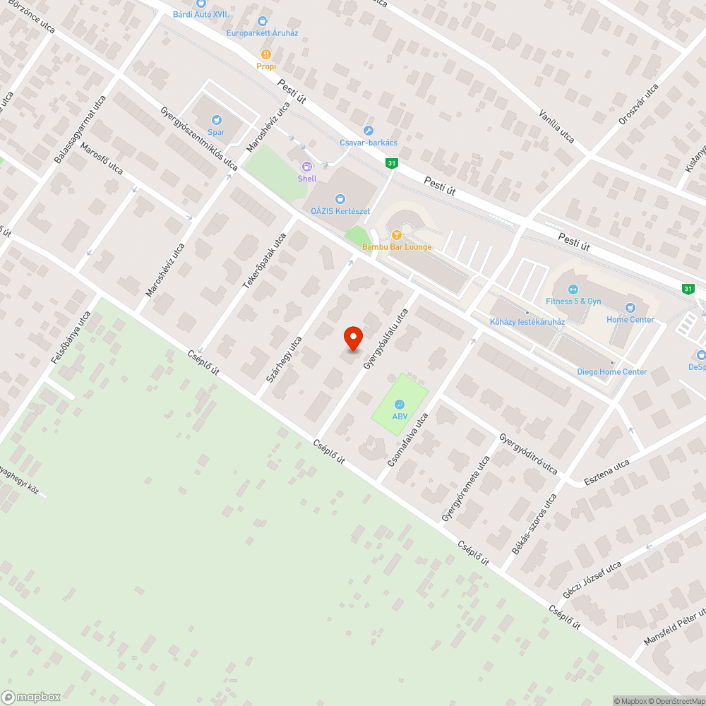 Kátyú a Gyergyóalfalu utcában bejelentés helye