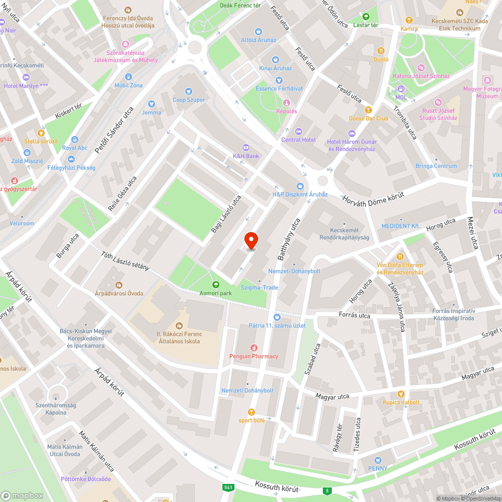 Kátyúk bejelentés helye