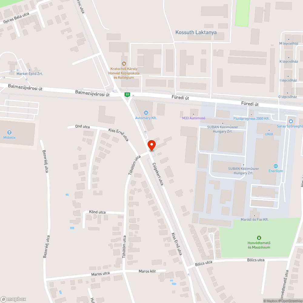 Kátyú a kerékpárúton/úttesten bejelentés helye