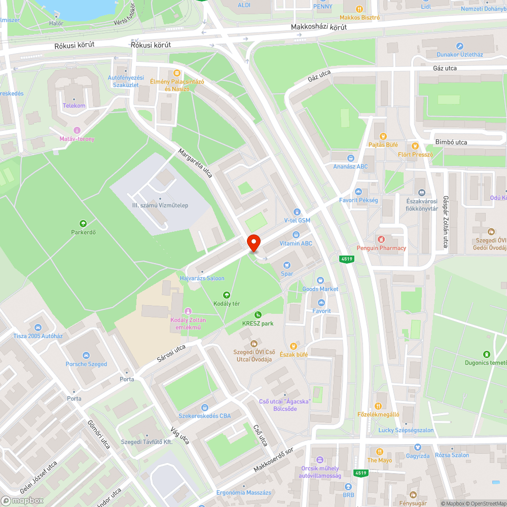 Aszfalthiba a Sárosi és a Margaréta utca kereszteződésében bejelentés helye