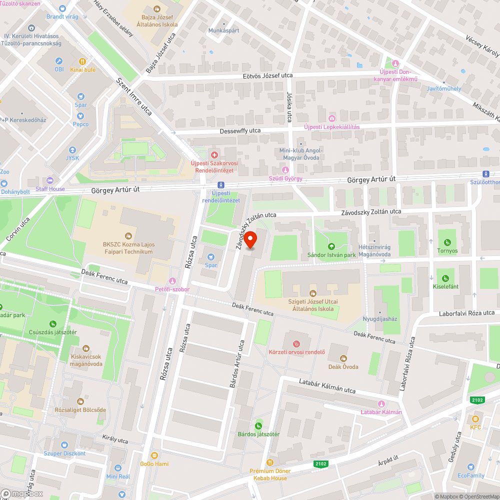 Úthiba bejelentés helye