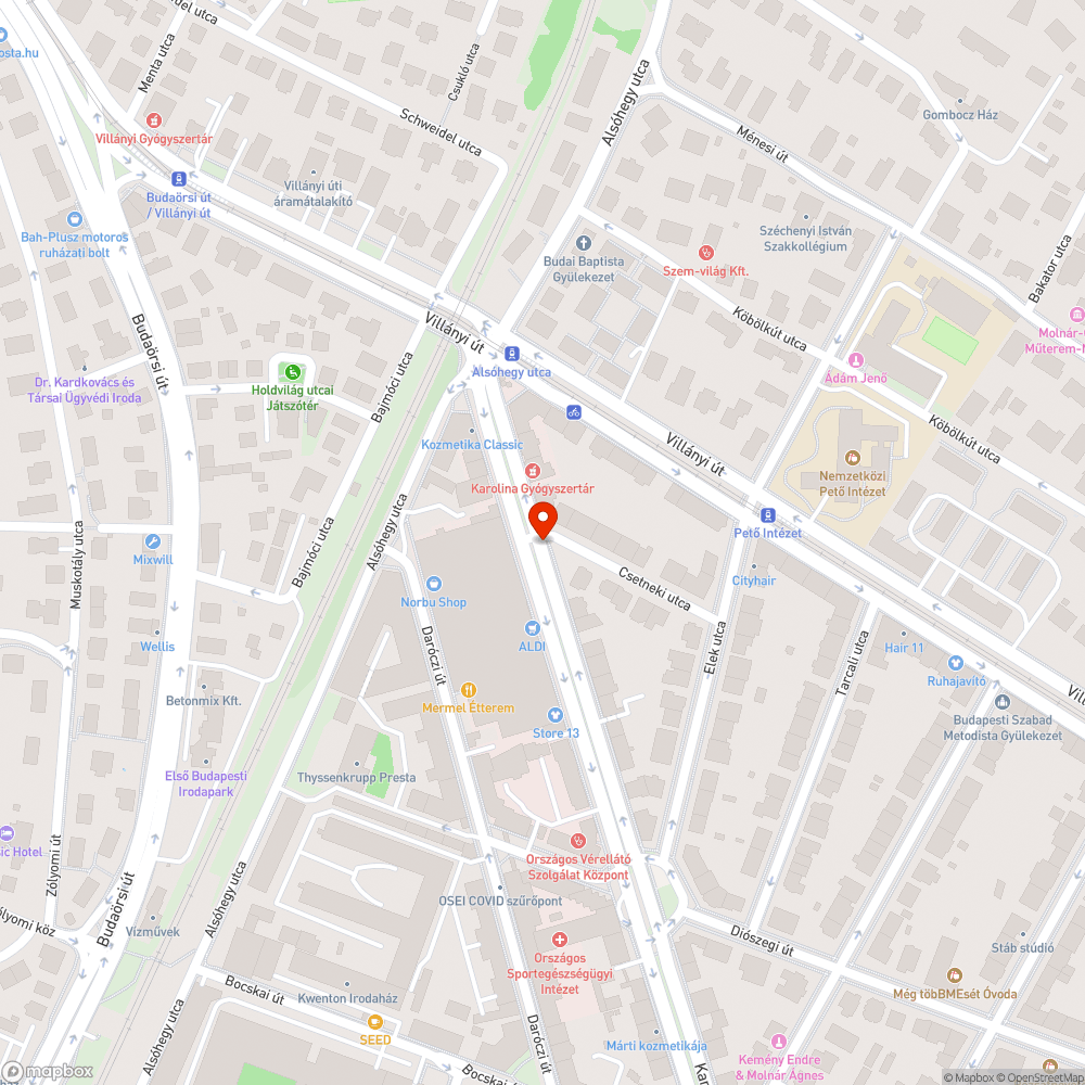 Balesetveszélyes kereszteződés a Karolina úton bejelentés helye