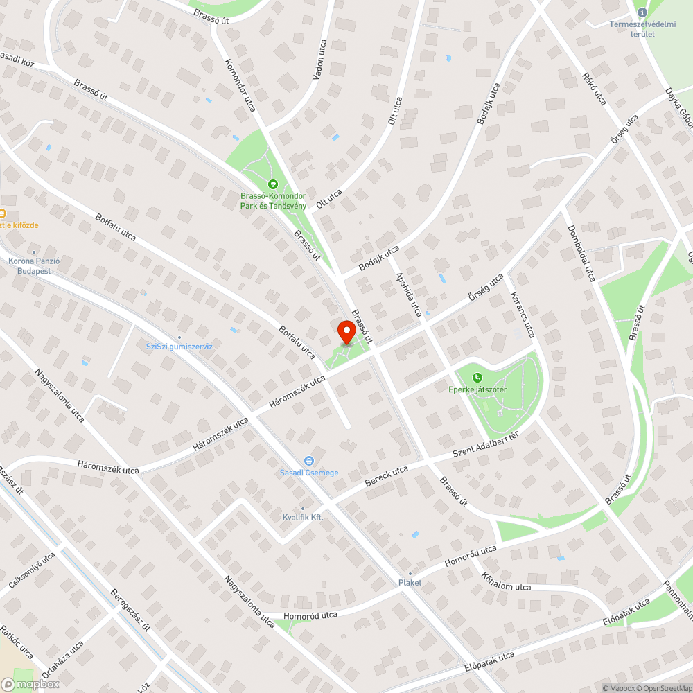 Háromszék utcai park bejelentés helye