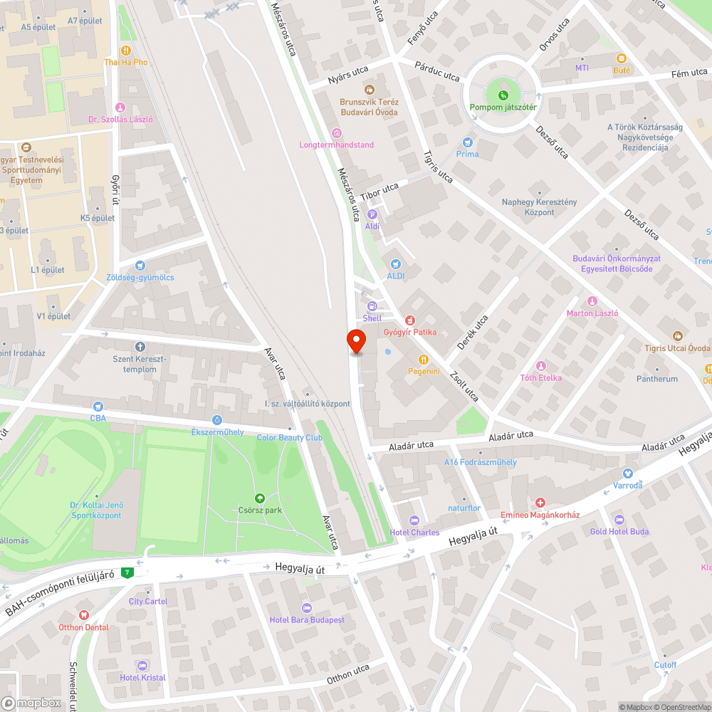 Nagy kiterjedésű úthiba (bemélyedés) bejelentés helye